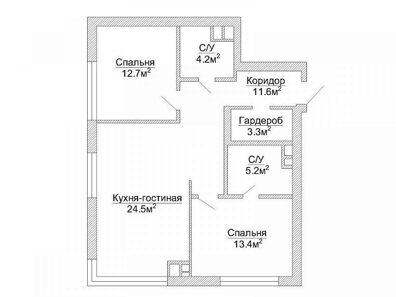 2-комн. квартира, 74.9 м², этаж 20/22